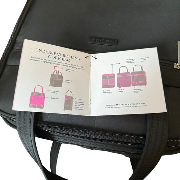 Vera Bradley Underseat Rolling Work Bag Traditional Luggage - Picture 11 of 12